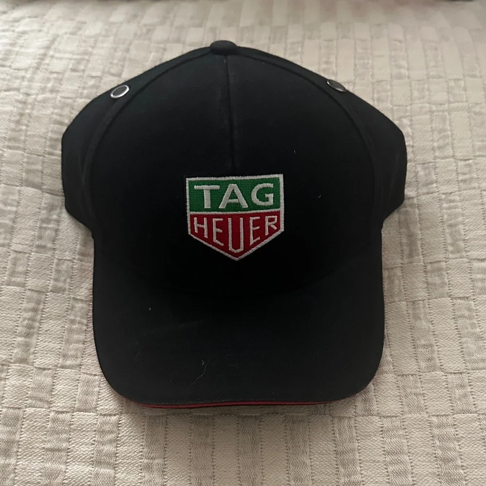 TAG Heuer Black Cap with Green and Red Logo - Picture 1 of 5
